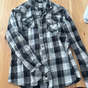 Diesel Black and Gray Checkered Casual Shirt